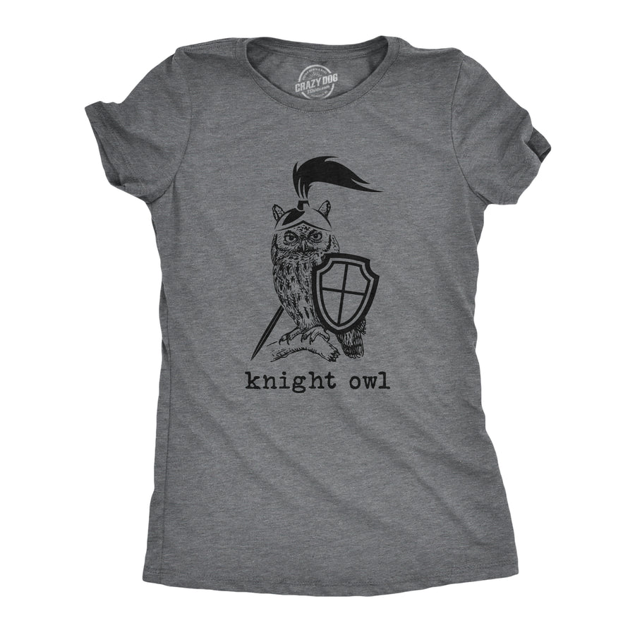 Funny Dark Heather Grey - KNIGHT Knight Owl Womens T Shirt Nerdy animal Tee