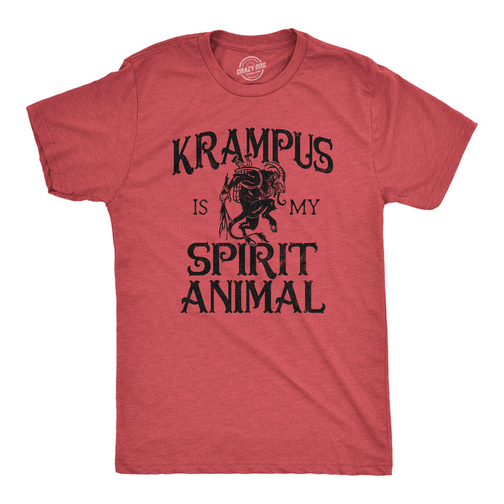 Funny Heather Red - Krampus Spirit Krampus Is My Spirit Animal Mens T Shirt Nerdy Christmas Sarcastic Tee
