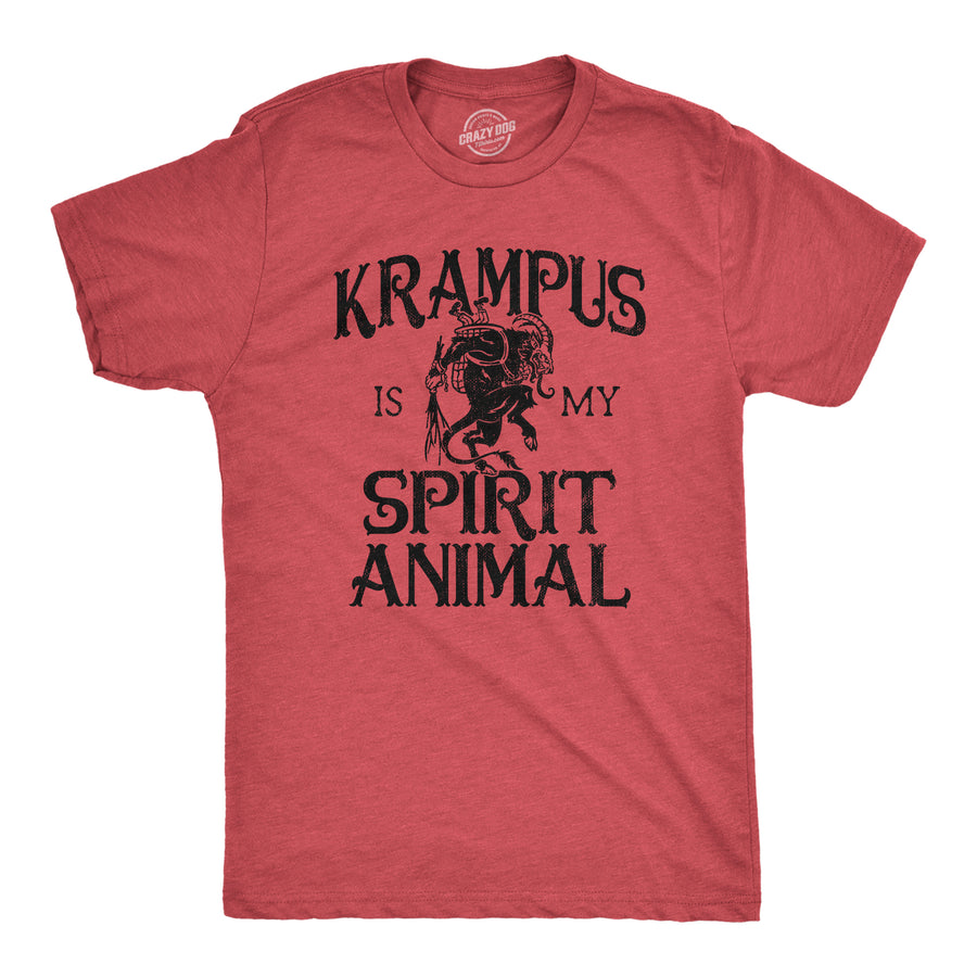 Funny Heather Red - Krampus Spirit Krampus Is My Spirit Animal Mens T Shirt Nerdy Christmas Sarcastic Tee