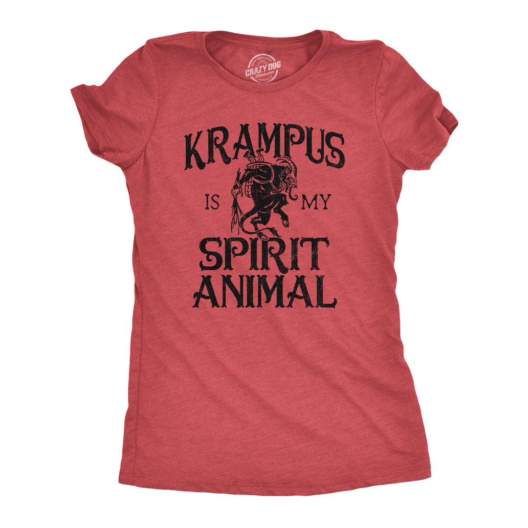 Funny Heather Red - KRAMPUS Krampus Is My Spirit Animal Womens T Shirt Nerdy Christmas Sarcastic Tee