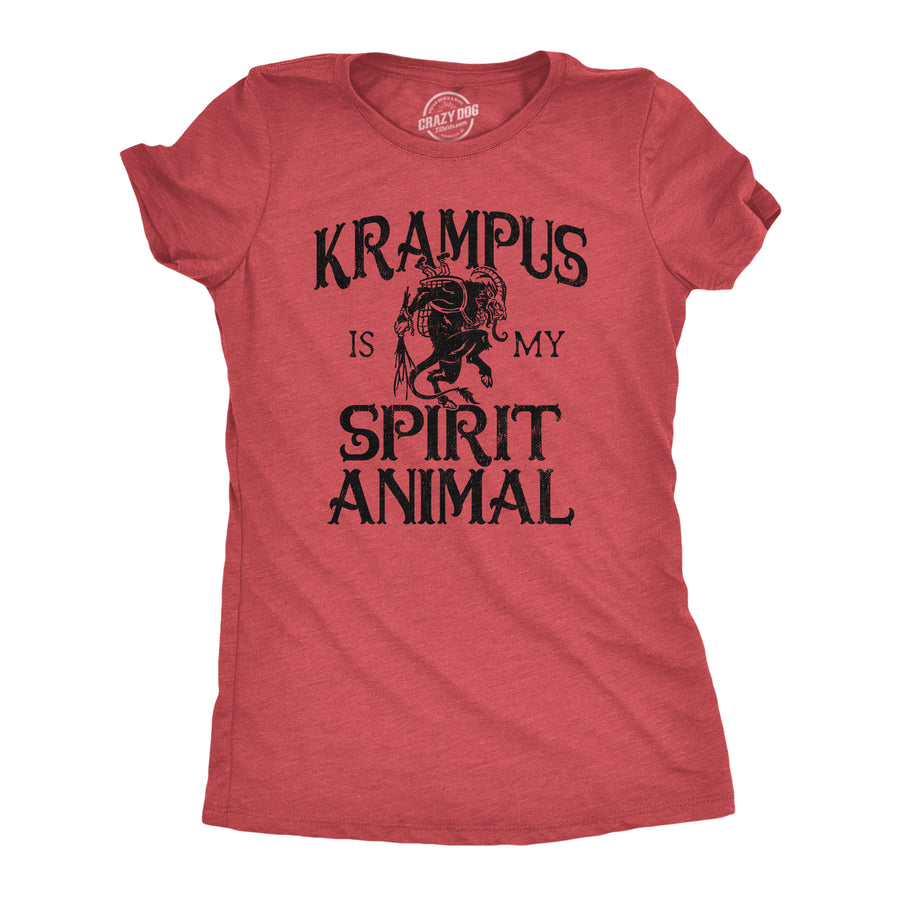 Funny Heather Red - KRAMPUS Krampus Is My Spirit Animal Womens T Shirt Nerdy Christmas Sarcastic Tee