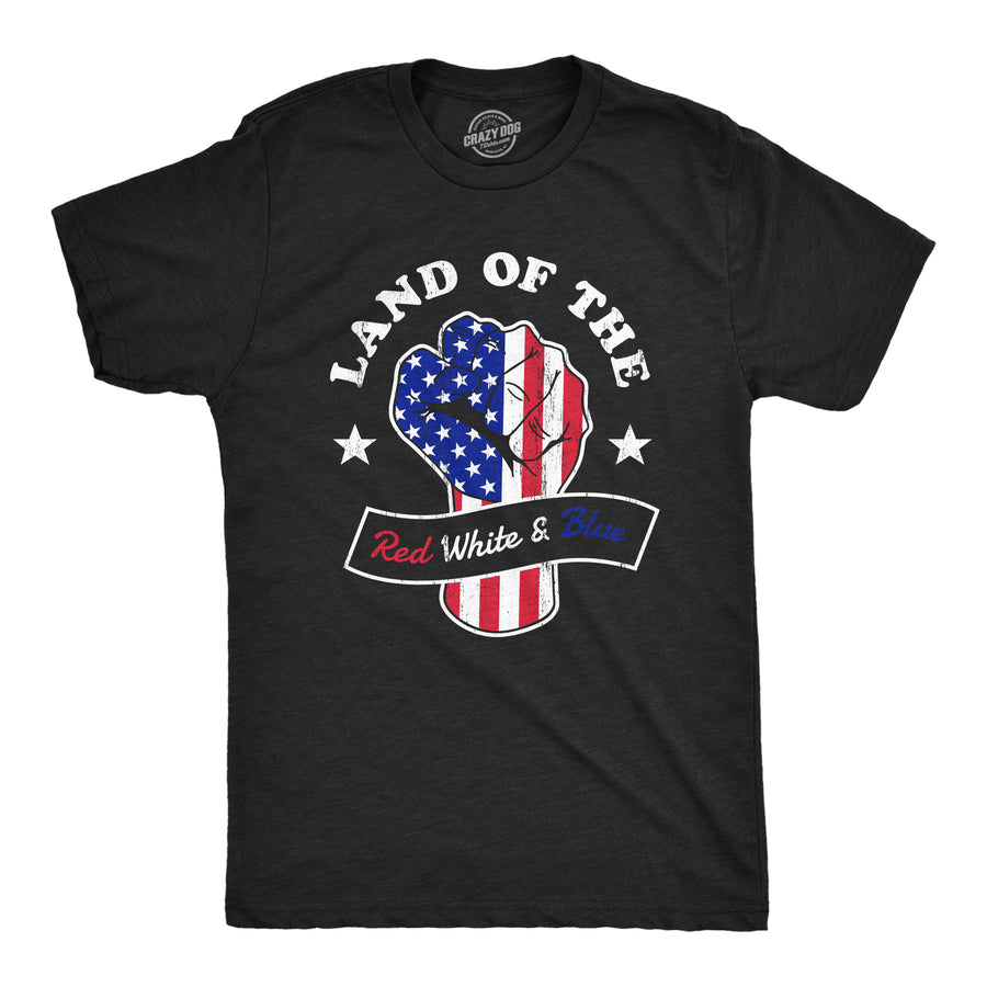 Funny Heather Black Land Of The Red White And Blue Mens T Shirt Nerdy Fourth of July Tee