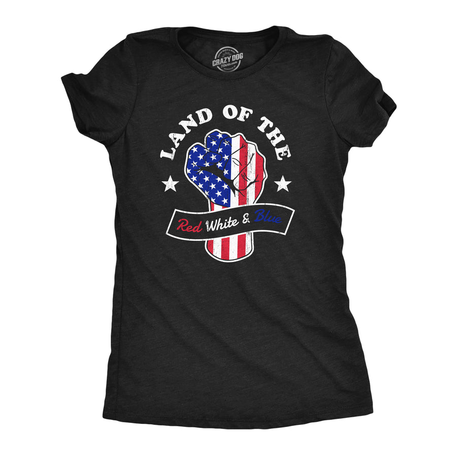 Funny Heather Black Land Of The Red White And Blue Womens T Shirt Nerdy Fourth of July Tee