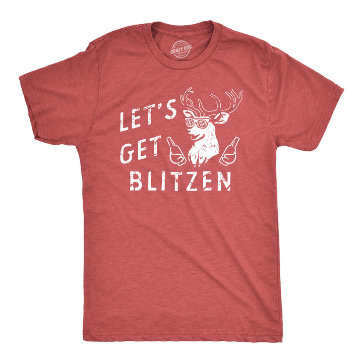 Funny Heather Red - BLITZEN Lets Get Blitzen Mens T Shirt Nerdy Christmas Drinking Tee