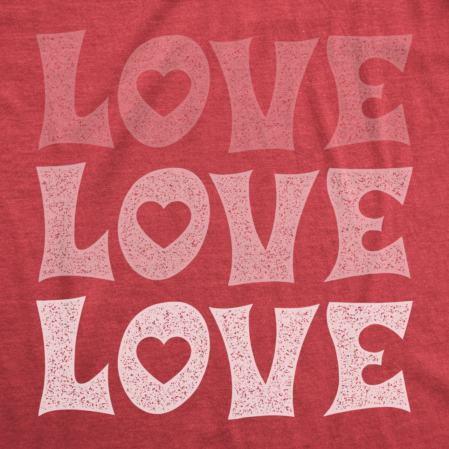 Funny Heather Red - Love 3X Love Love Love Womens T Shirt Nerdy Valentine's Day Tee