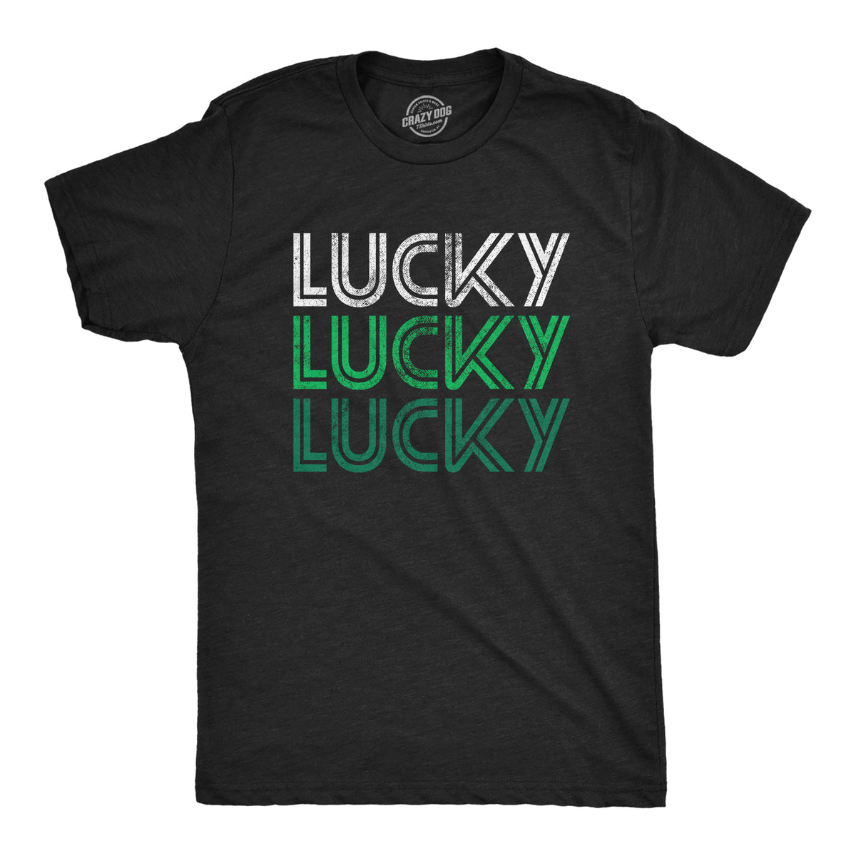 Funny Heather Black - Lucky 3X Lucky Lucky Lucky Mens T Shirt Nerdy Saint Patrick&#39;s Day Tee