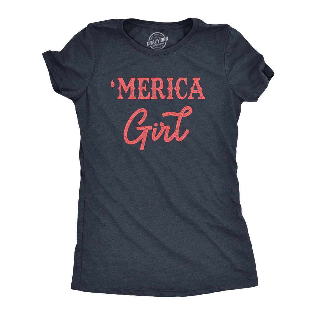 Funny Heather Navy Merica Girl Womens T Shirt Nerdy Fourth of July Tee