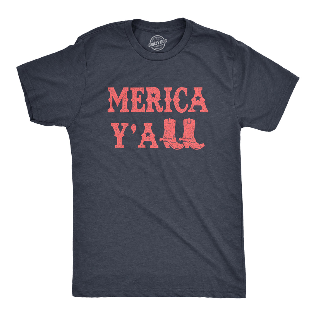 Funny Heather Navy Merica Yall Mens T Shirt Nerdy Fourth of July Tee