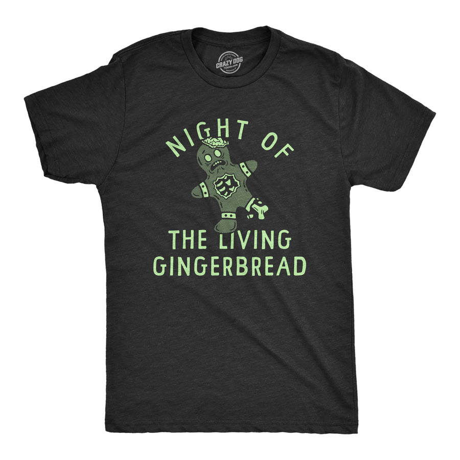 Funny Heather Black - GINGERBREAD Night Of The Living Gingerbread Mens T Shirt Nerdy Christmas Food Tee