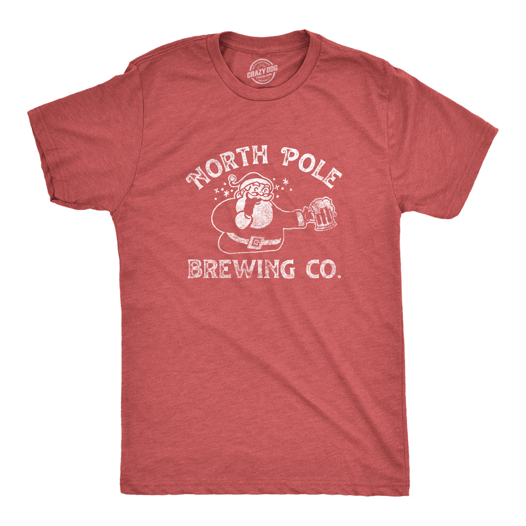 Funny Heather Red - BREWING North Pole Brewing Co Mens T Shirt Nerdy Christmas Beer Drinking Tee