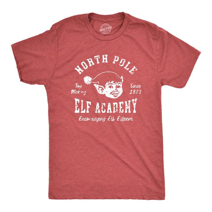 Funny Heather Red - Elf Academy North Pole Elf Academy Mens T Shirt Nerdy Christmas Tee