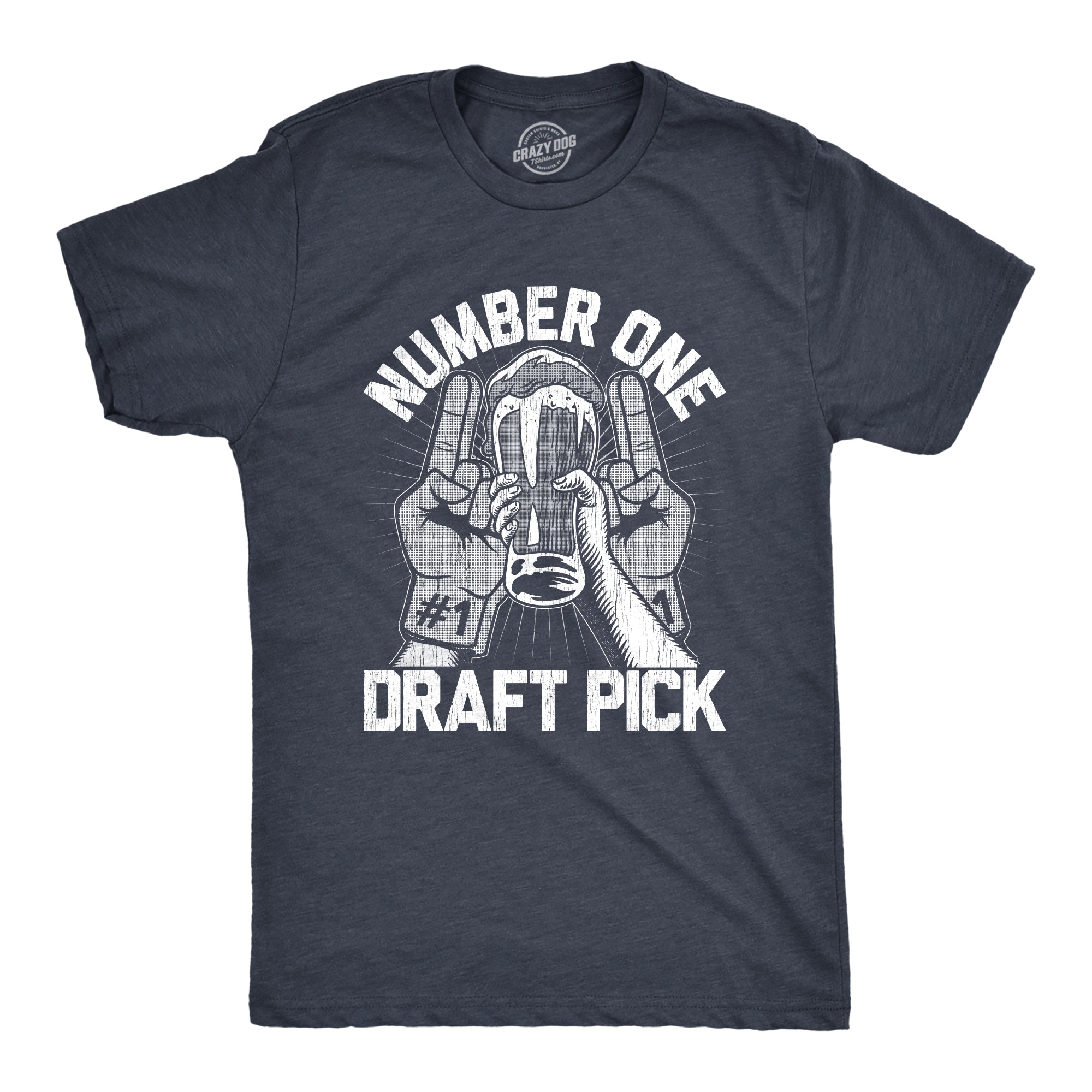 Funny Heather Navy - DRAFT Number One Draft Pick Mens T Shirt Nerdy Football Beer Drinking Tee