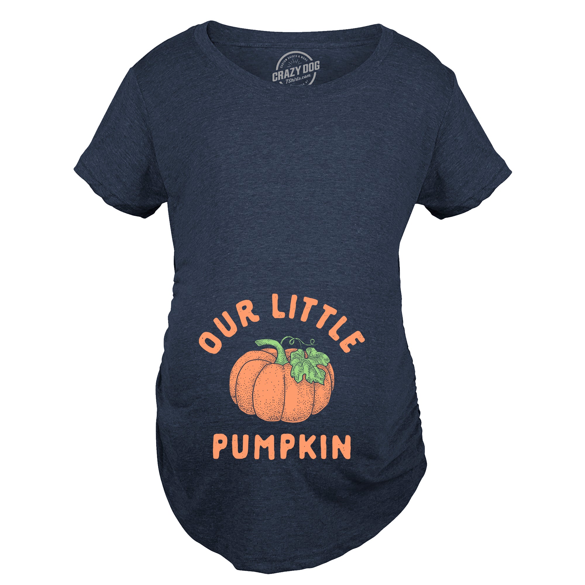 Funny Heather Navy Our Little Pumpkin Maternity T Shirt Nerdy Halloween Tee