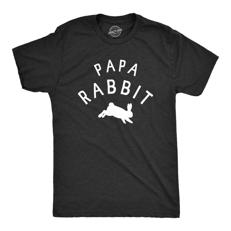 Funny Heather Black Papa Rabbit Mens T Shirt Nerdy Easter animal Tee