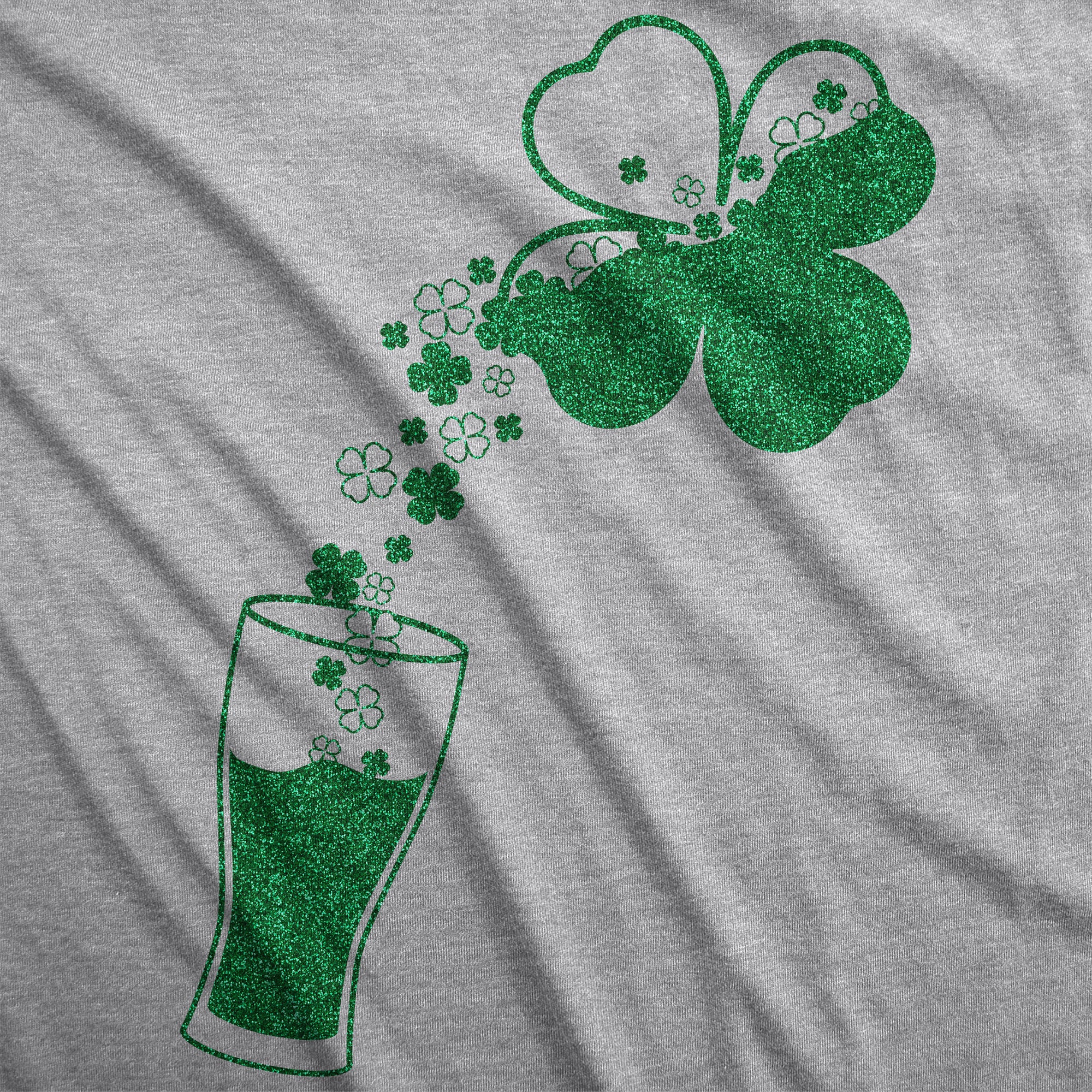 Funny Light Heather Grey - Shamrock Glitter Pouring Glitter Shamrock Womens T Shirt Nerdy Saint Patrick's Day Drinking Beer Tee
