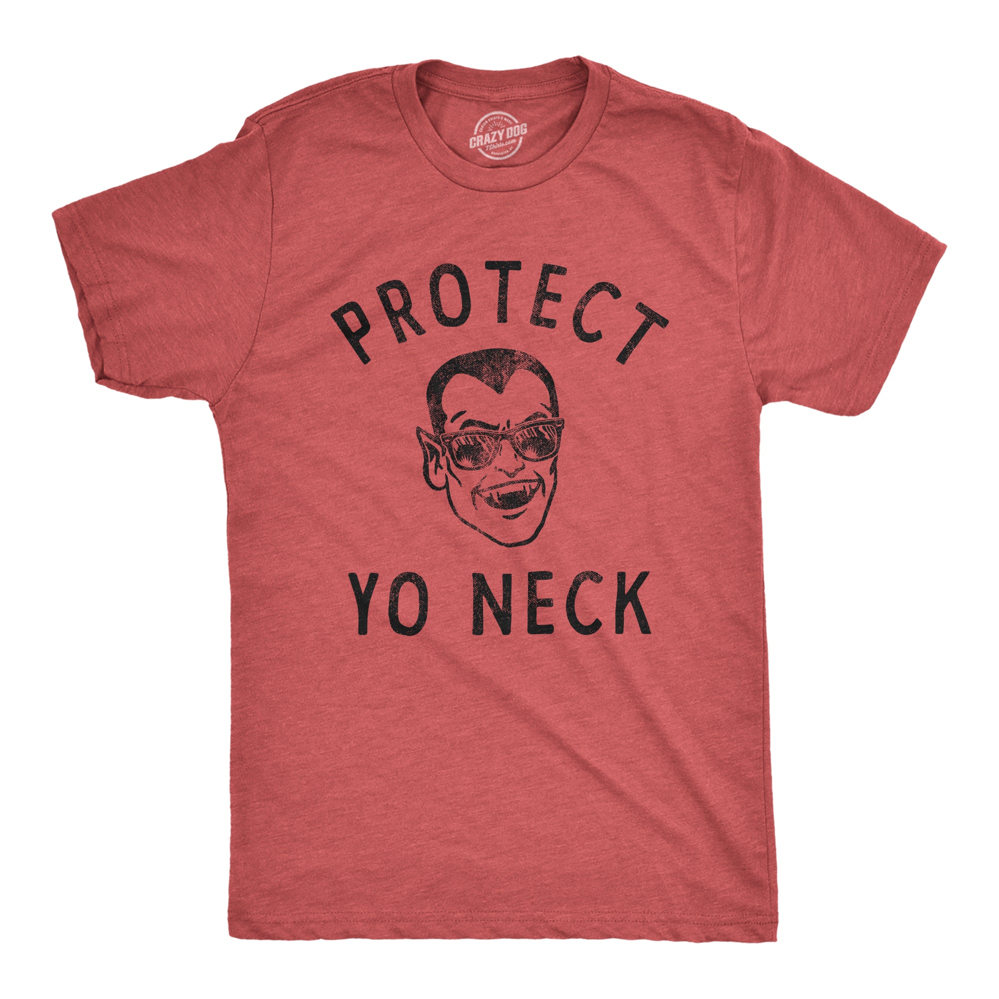 Funny Heather Red Protect Yo Neck Mens T Shirt Nerdy Halloween Sarcastic Tee