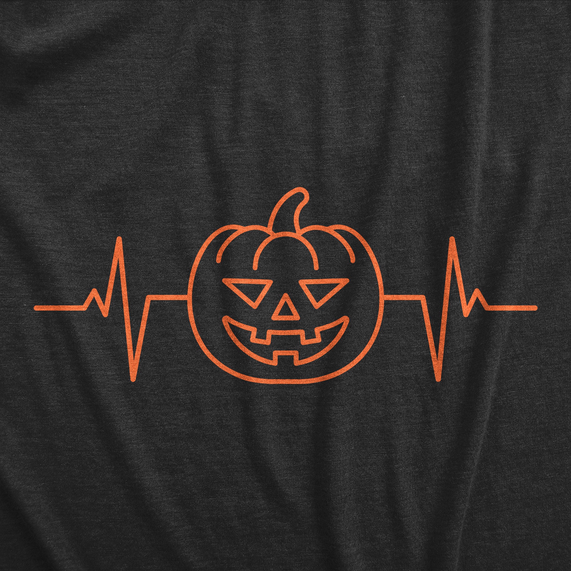Funny Heather Black Pumpkin Heart Beat Mens T Shirt Nerdy Halloween Sarcastic Tee