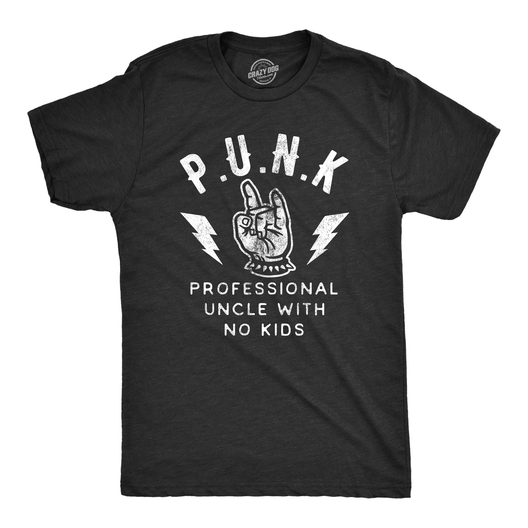 Funny Heather Black - PUNK Punk Professional Uncle No Kids Mens T Shirt Nerdy Uncle Sarcastic Tee
