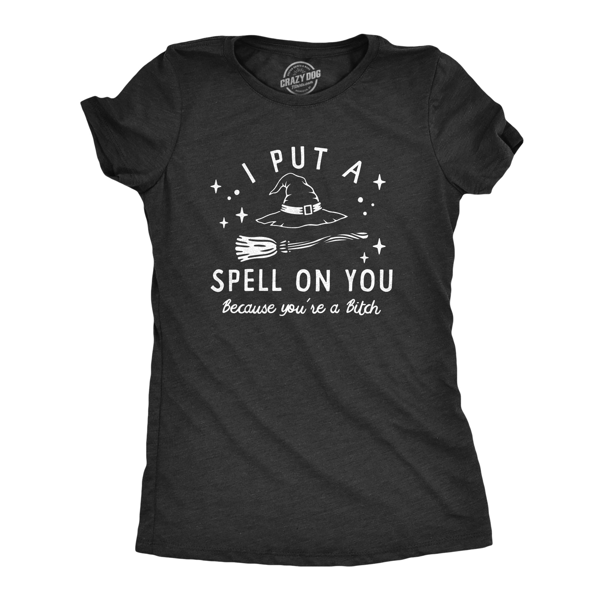 Funny Heather Black - SPELL I Put A Spell On You Womens T Shirt Nerdy Halloween Sarcastic Tee