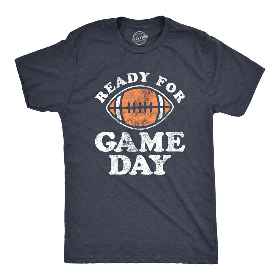 Funny Heather Navy Ready For Game Day Mens T Shirt Nerdy Football Tee