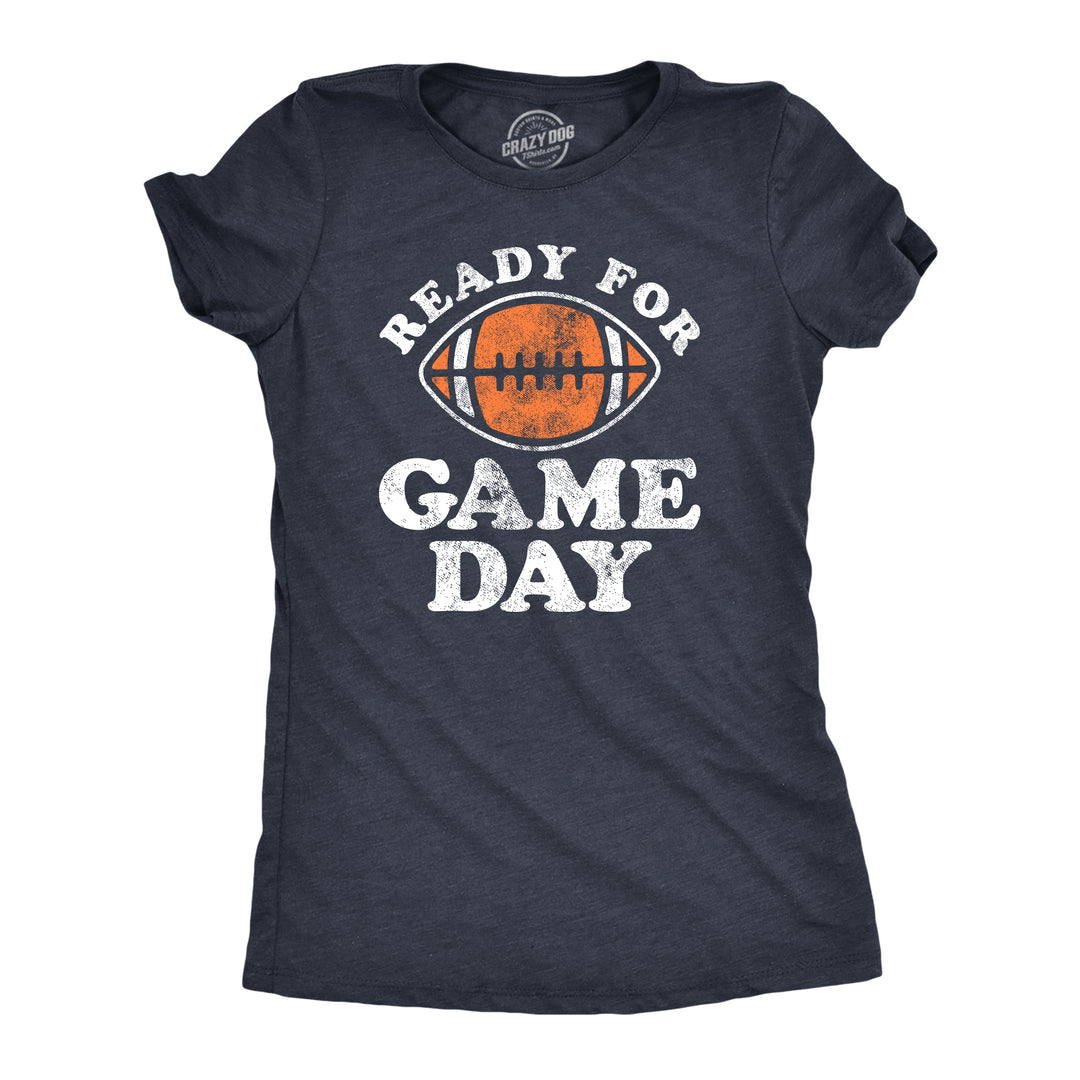Funny Heather Navy Ready For Game Day Womens T Shirt Nerdy Football Tee