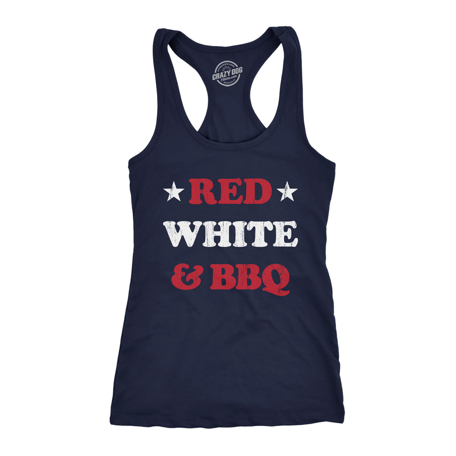 Funny Navy Red White And BBQ Womens Tank Top Nerdy Fourth of July Food Tee