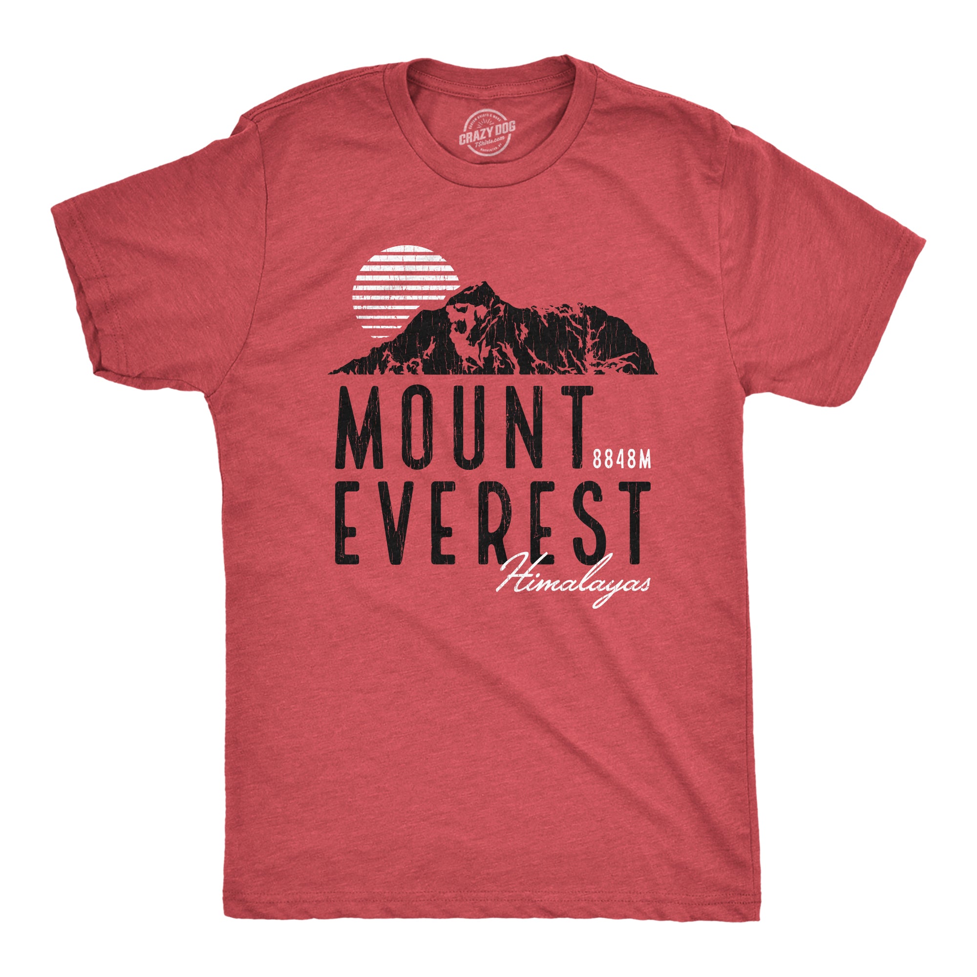 Funny Heather Red Retro Mount Everest Mens T Shirt Nerdy Camping Retro Tee