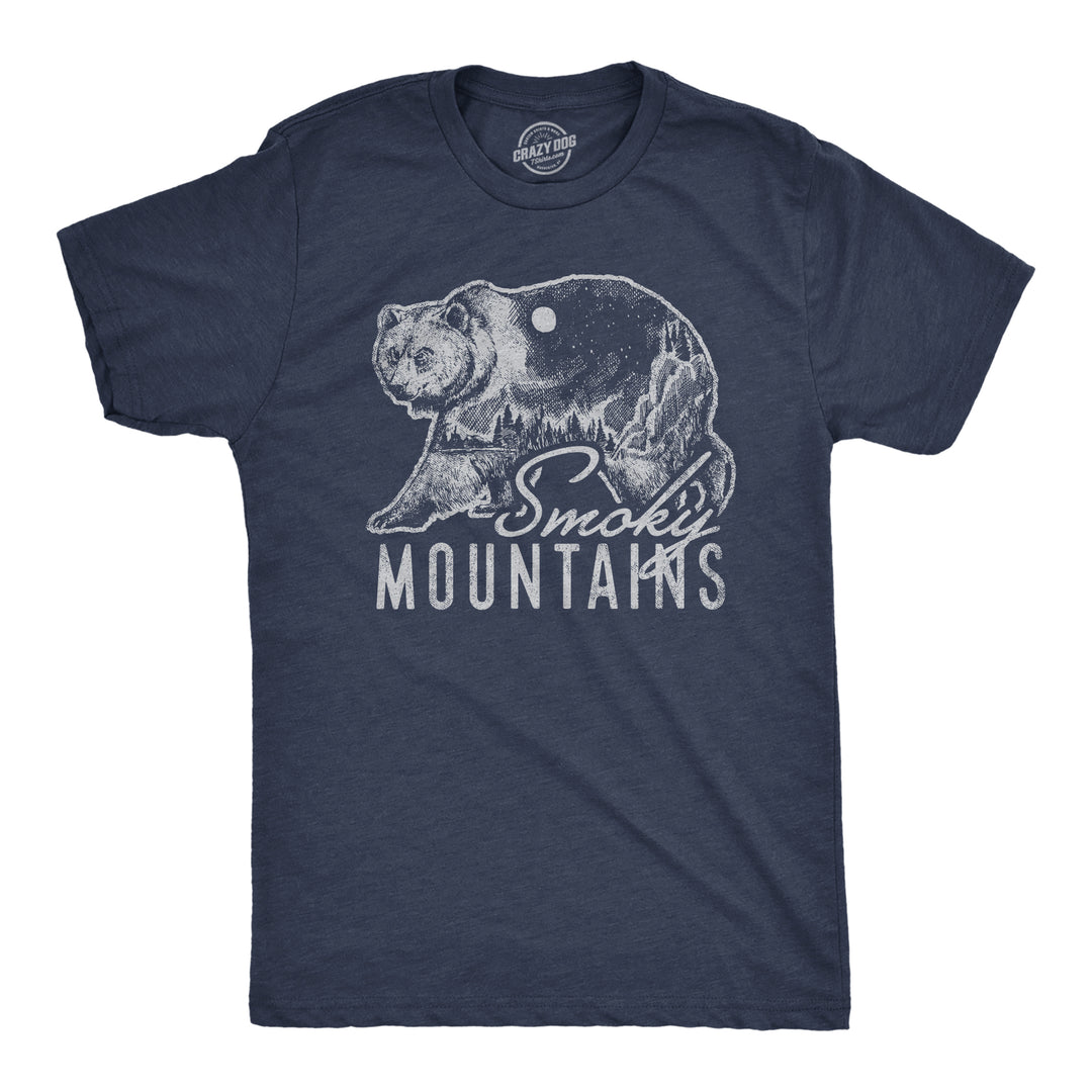 Funny Heather Navy Retro Smoky Mountains Mens T Shirt Nerdy Camping Retro Tee