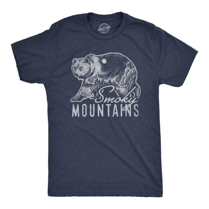 Funny Heather Navy Retro Smoky Mountains Mens T Shirt Nerdy Camping Retro Tee