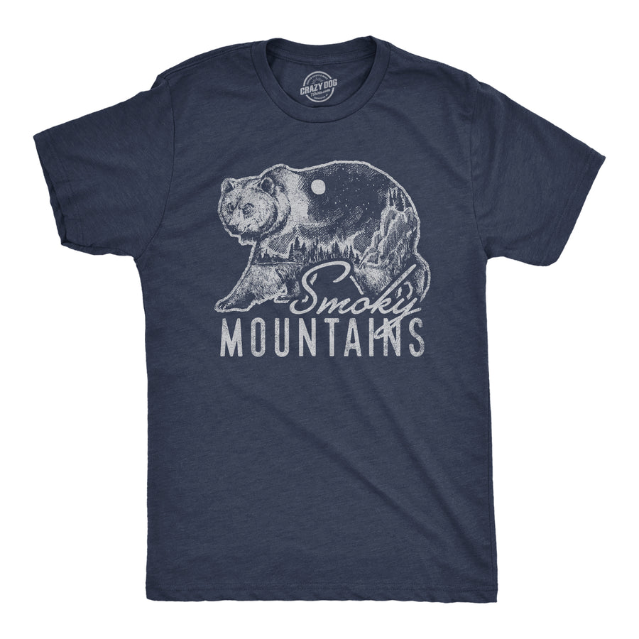 Funny Heather Navy Retro Smoky Mountains Mens T Shirt Nerdy Camping Retro Tee