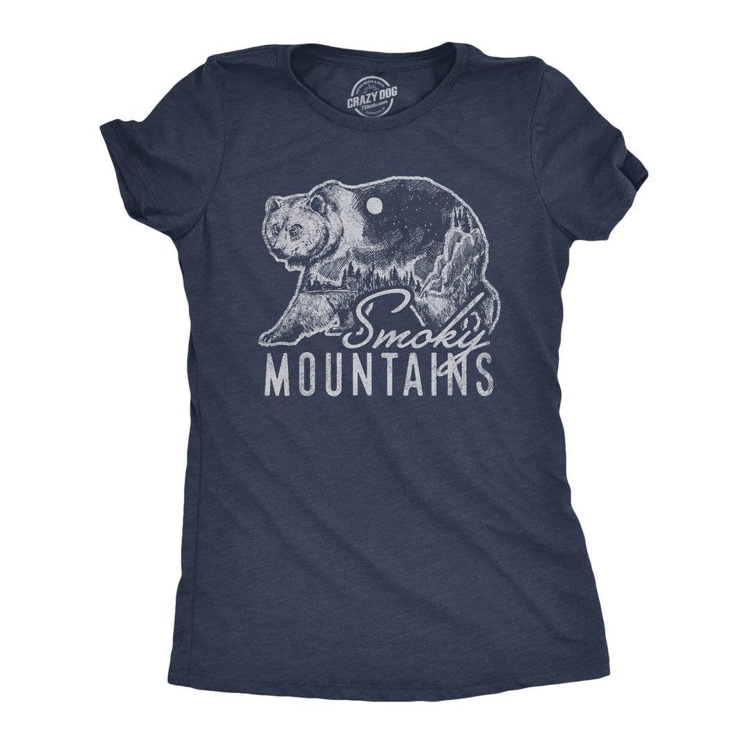 Funny Heather Navy Retro Smoky Mountains Womens T Shirt Nerdy Camping Retro Tee