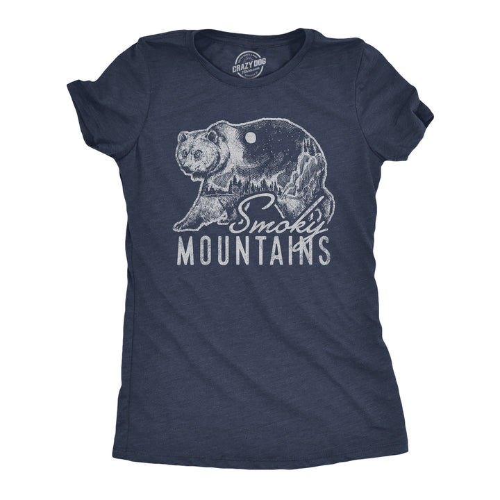 Funny Heather Navy Retro Smoky Mountains Womens T Shirt Nerdy Camping Retro Tee