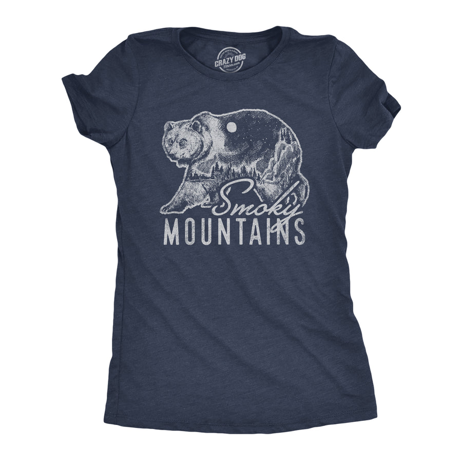 Funny Heather Navy Retro Smoky Mountains Womens T Shirt Nerdy Camping Retro Tee