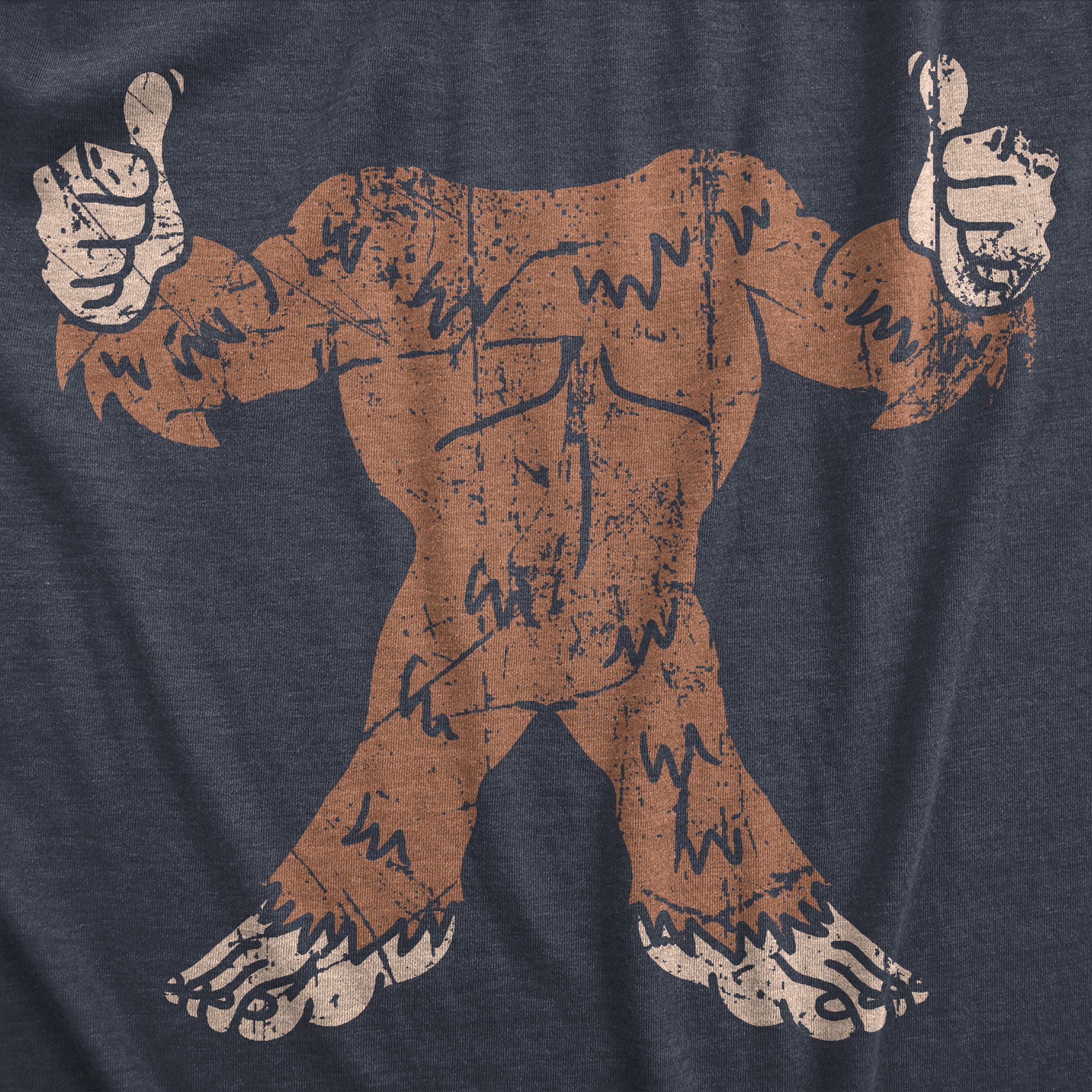 Funny Heather Navy - BIGFOOT Bigfoot Body Mens T Shirt Nerdy Sarcastic Tee