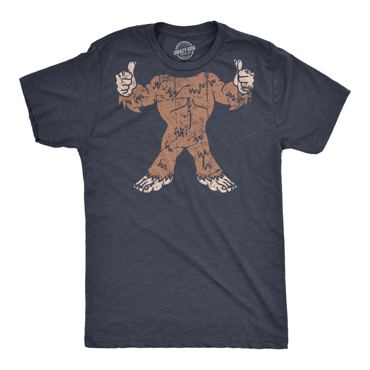 Funny Heather Navy - BIGFOOT Bigfoot Body Mens T Shirt Nerdy Sarcastic Tee