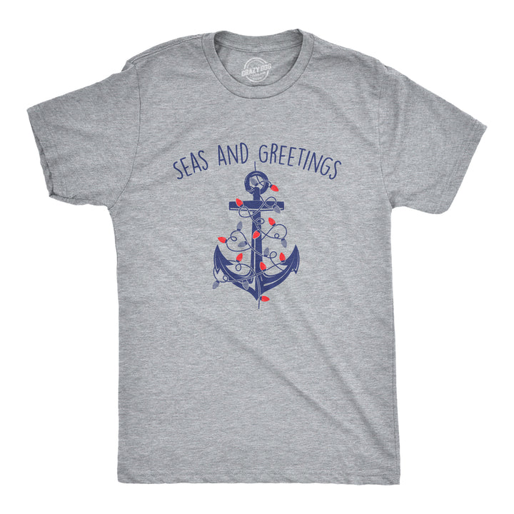 Funny Light Heather Grey - SEAS Seas And Greetings Mens T Shirt Nerdy Christmas Sarcastic Tee
