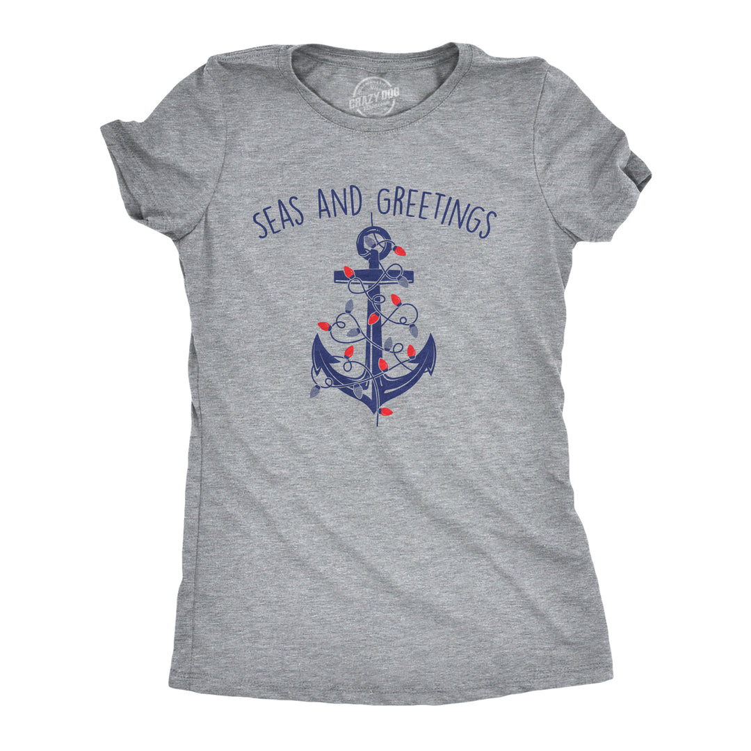 Funny Light Heather Grey - SEAS Seas And Greetings Womens T Shirt Nerdy Christmas Sarcastic Tee
