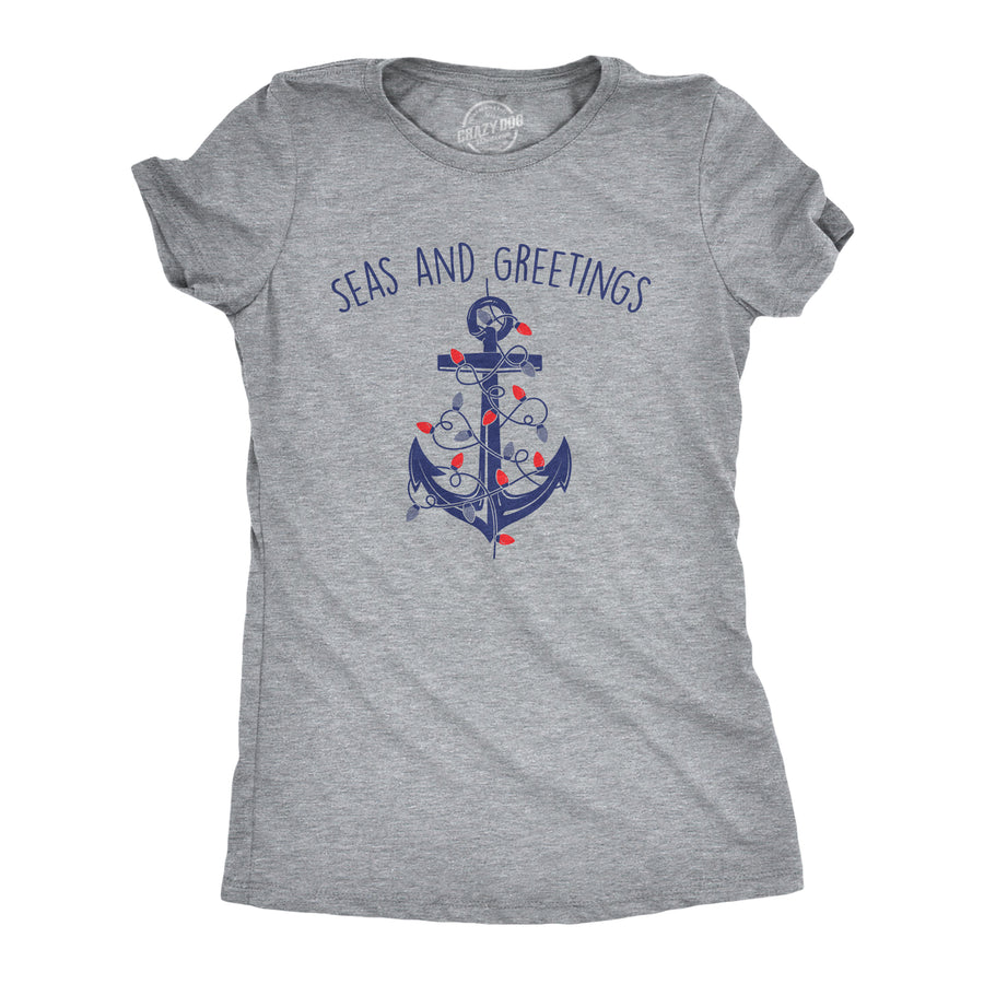 Funny Light Heather Grey - SEAS Seas And Greetings Womens T Shirt Nerdy Christmas Sarcastic Tee