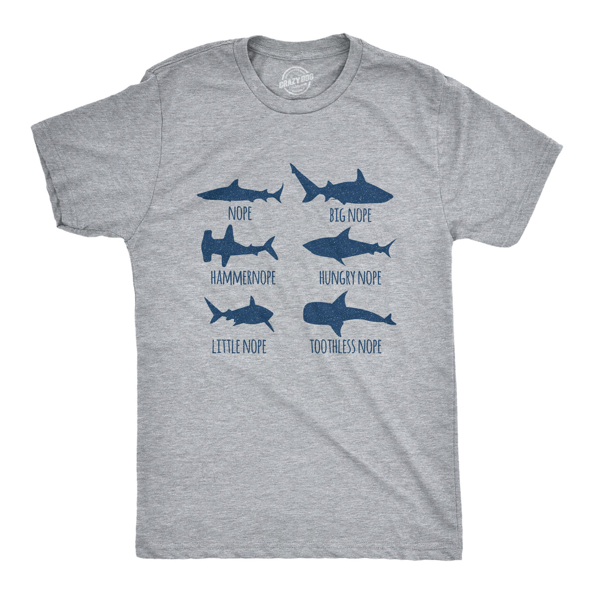 Funny Light Heather Grey - Shark Nope Shark Nope Mens T Shirt Nerdy sarcastic Shark Week Tee