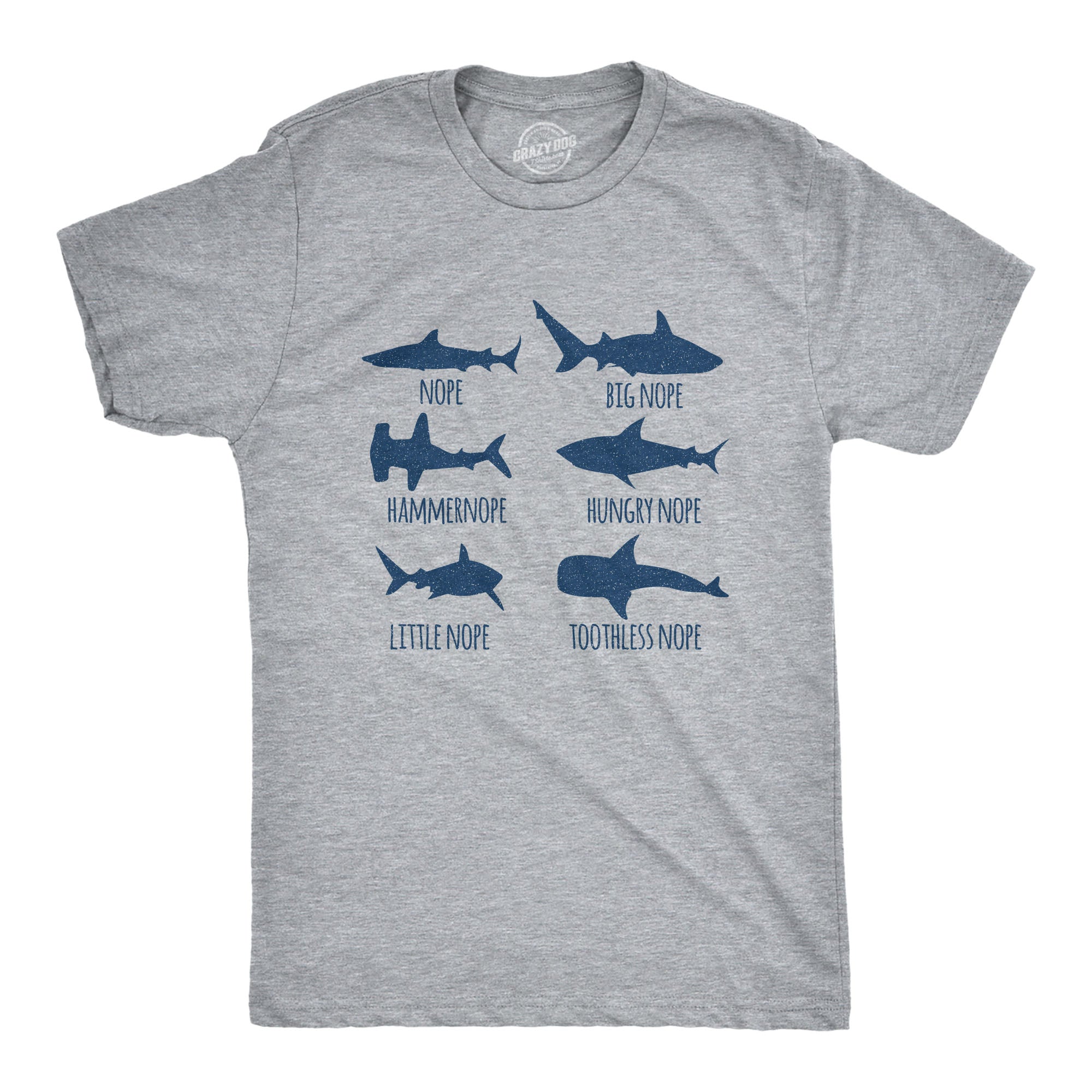 Funny Light Heather Grey - Shark Nope Shark Nope Mens T Shirt Nerdy Sarcastic Shark Week Tee
