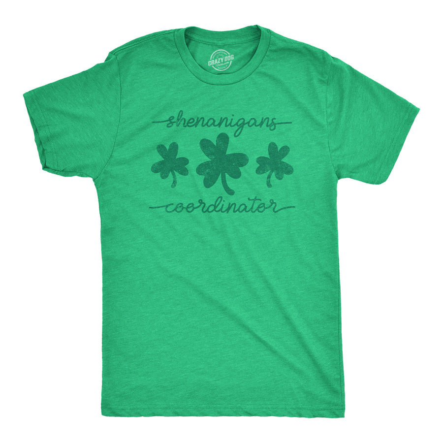 Funny Heather Green Shenanigans Coordinator Mens T Shirt Nerdy Saint Patrick's Day Tee