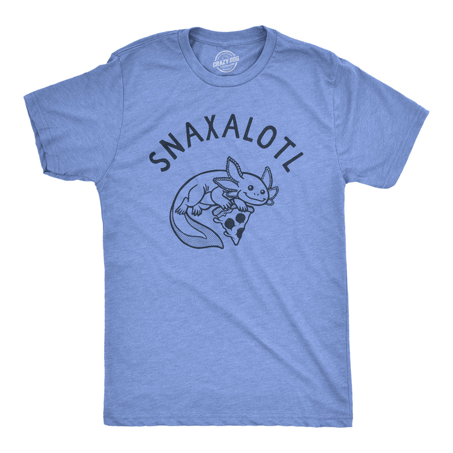 Funny Light Heather Blue Snaxalotl Mens T Shirt Nerdy animal food food Tee