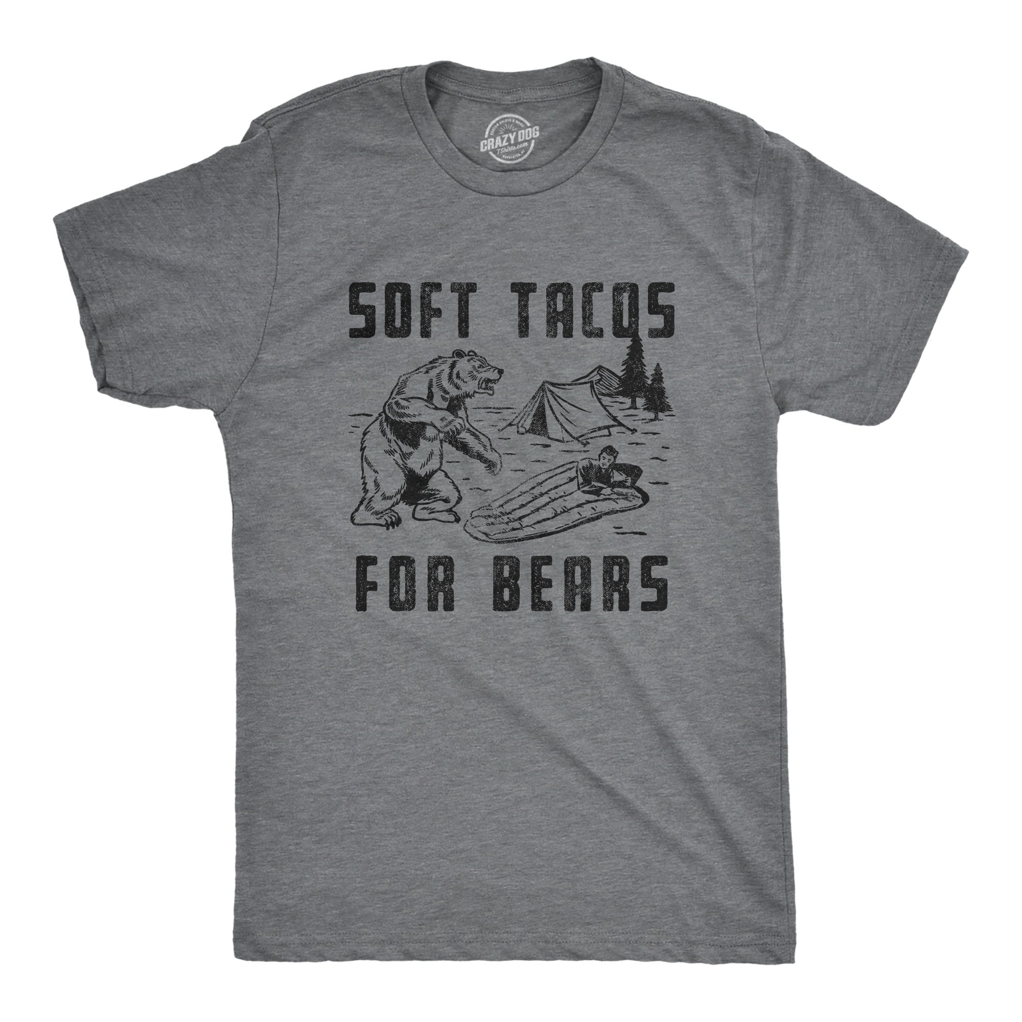 Funny Dark Heather Grey - Soft Tacos Soft Tacos For Bears Mens T Shirt Nerdy Camping Food Animal Tee