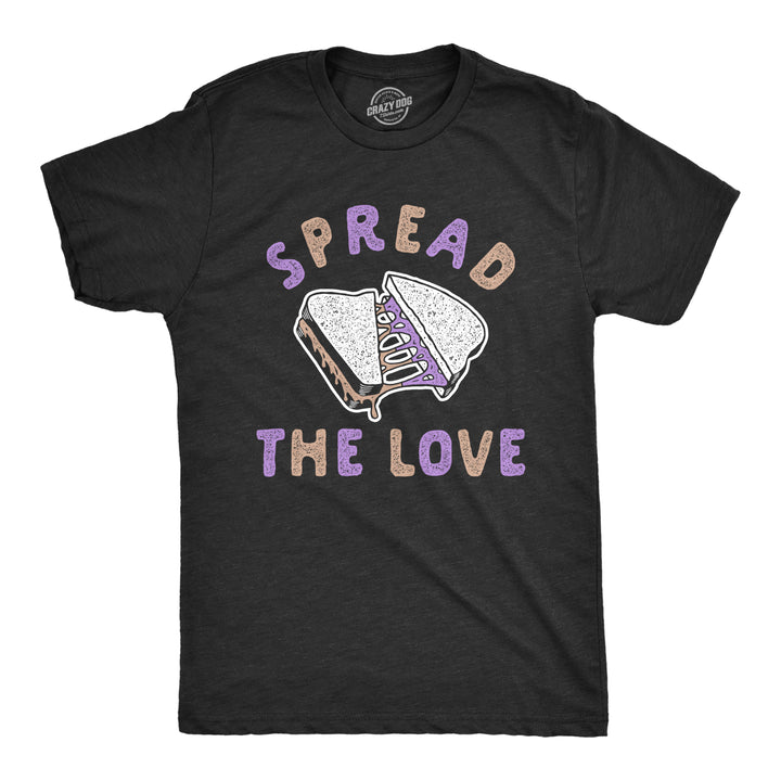 Funny Heather Black Spread The Love PBJ Mens T Shirt Nerdy Valentine's Day food Tee
