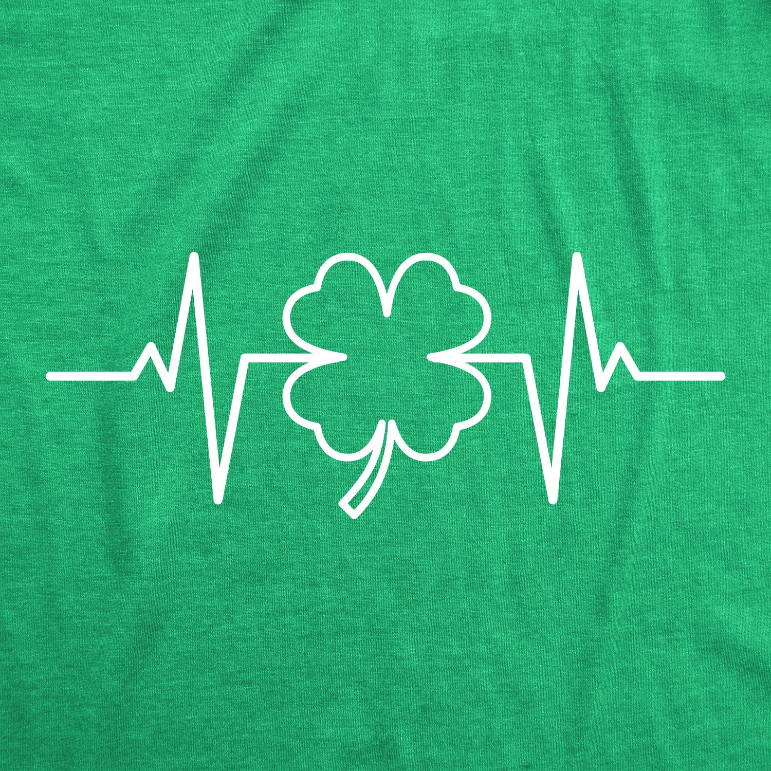 Funny Heather Green - Heartbeat St. Patrick's Heart Beat Mens T Shirt Nerdy Saint Patrick's Day Tee