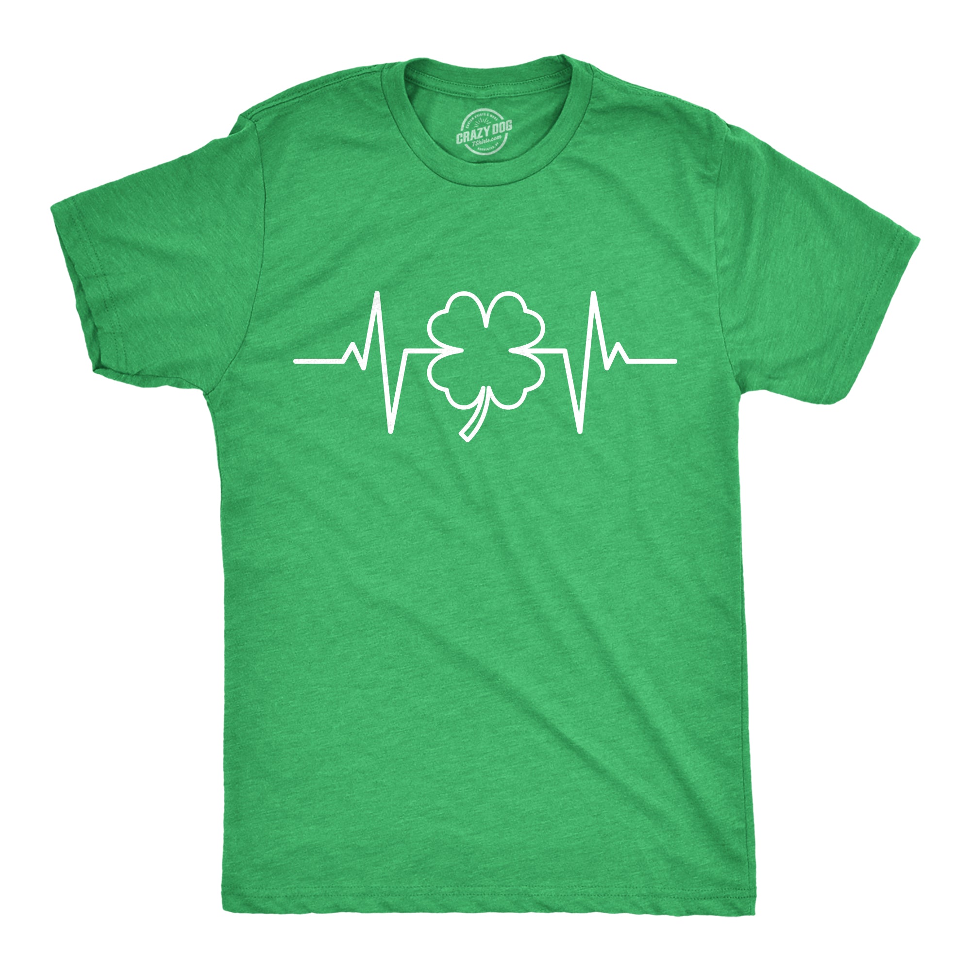 Funny Heather Green - Heartbeat St. Patrick's Heart Beat Mens T Shirt Nerdy Saint Patrick's Day Tee