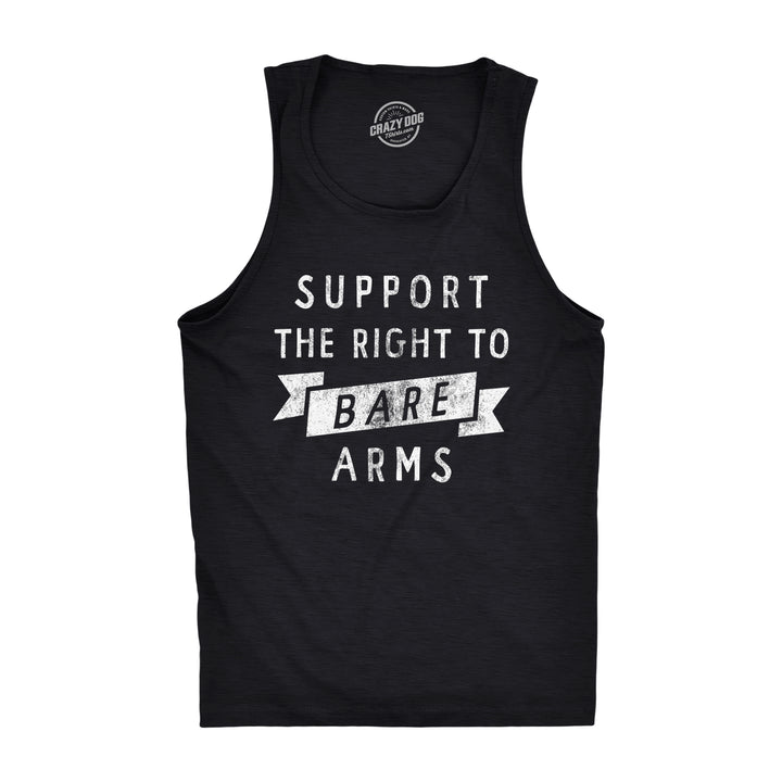 Funny Heather Black Suppport The Right To Bare Arms Mens Tank Top Nerdy fitness Tee