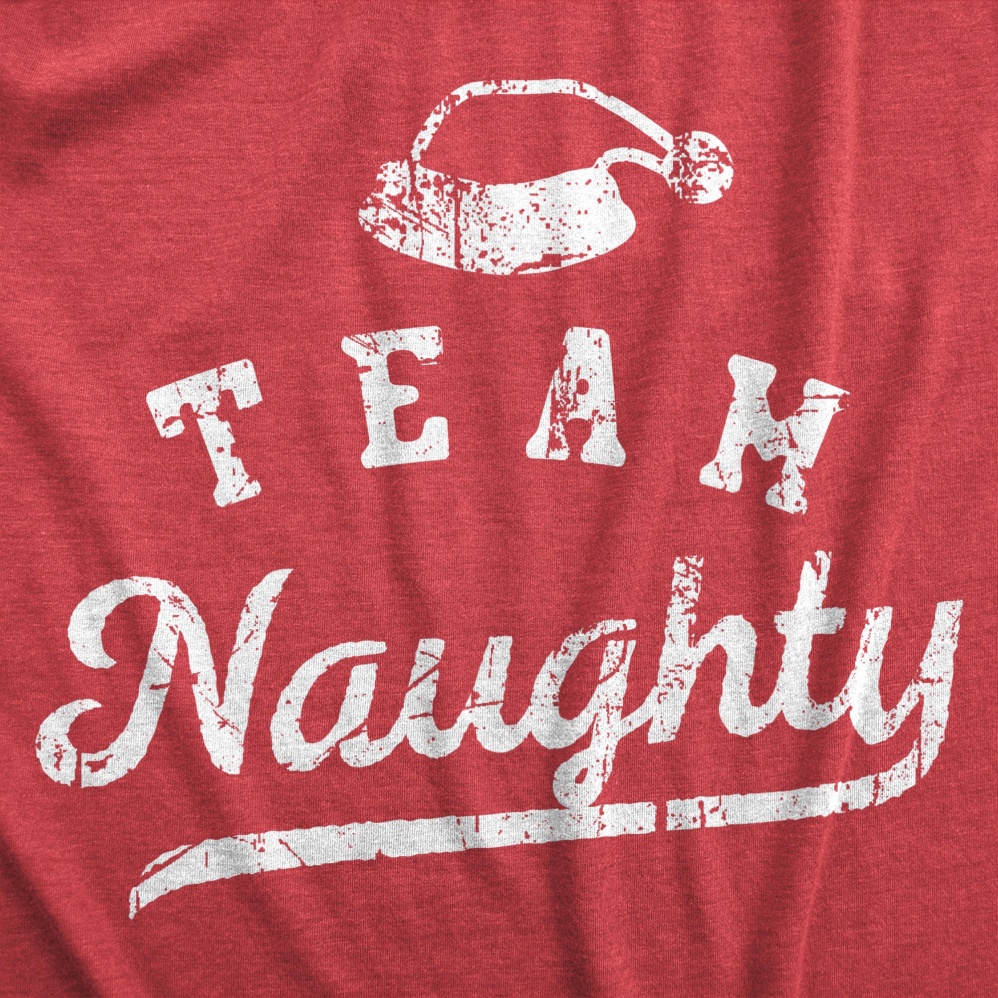Funny Heather Red - Team Naughty Team Naughty Mens T Shirt Nerdy Christmas Tee