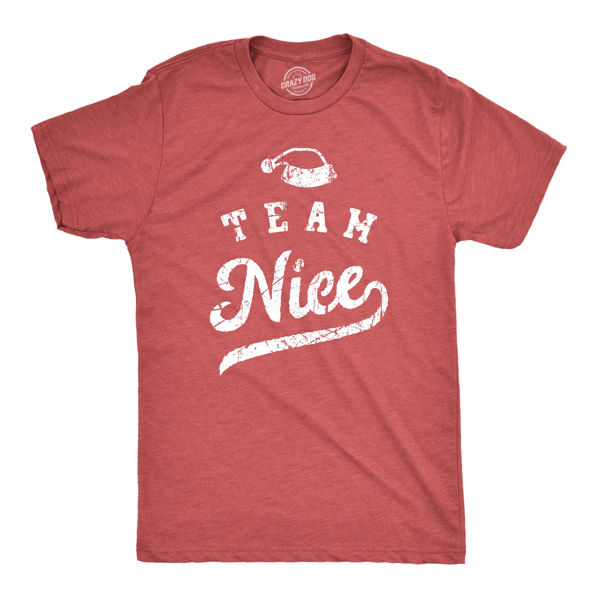Funny Heather Red - Team Nice Team Nice Mens T Shirt Nerdy Christmas Tee