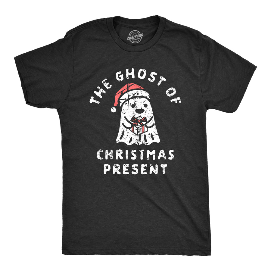 Funny Heather Black - GHOST The Ghost Of Christmas Present Mens T Shirt Nerdy Christmas Sarcastic Tee